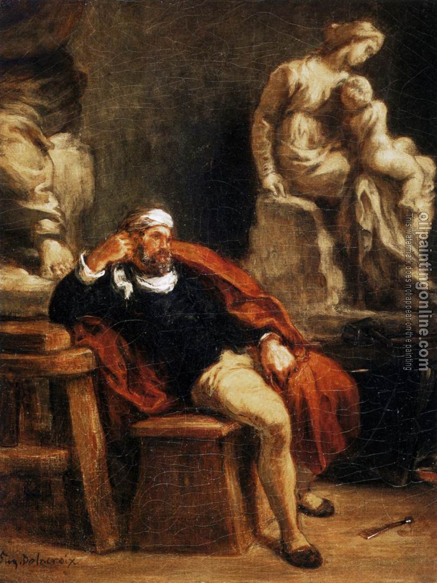 Delacroix, Eugene - Michelangelo in his Studio